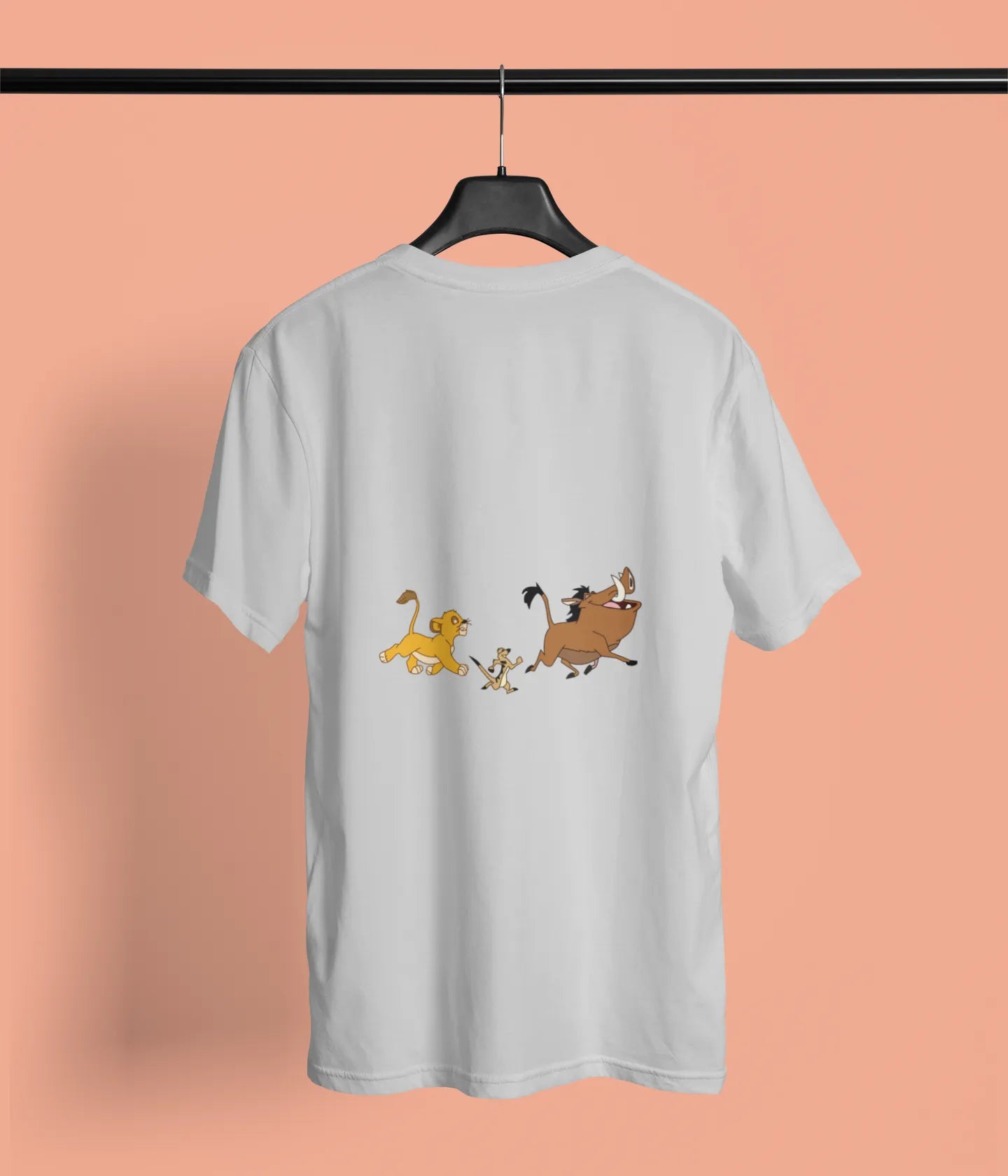 lion king simba pumbaa timon back print t shirt grey