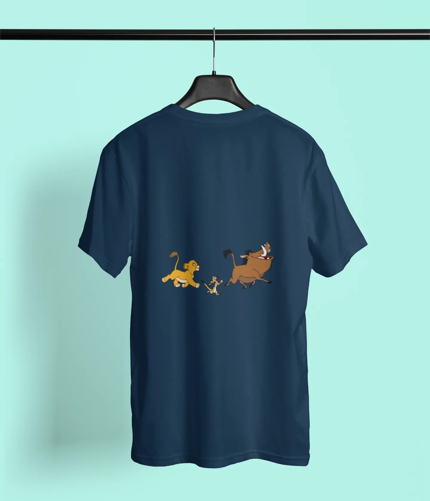 lion king simba pumbaa timon back print t shirt navy blue