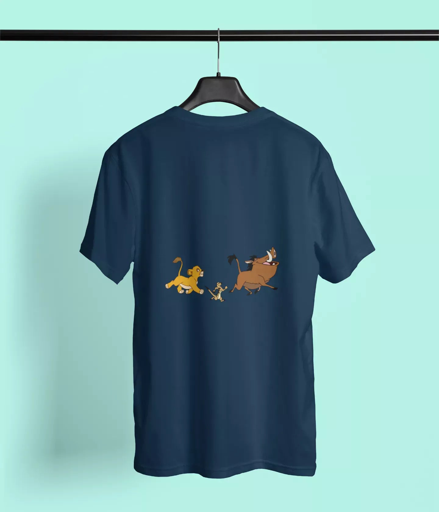 lion king simba pumbaa timon back print t shirt navy blue