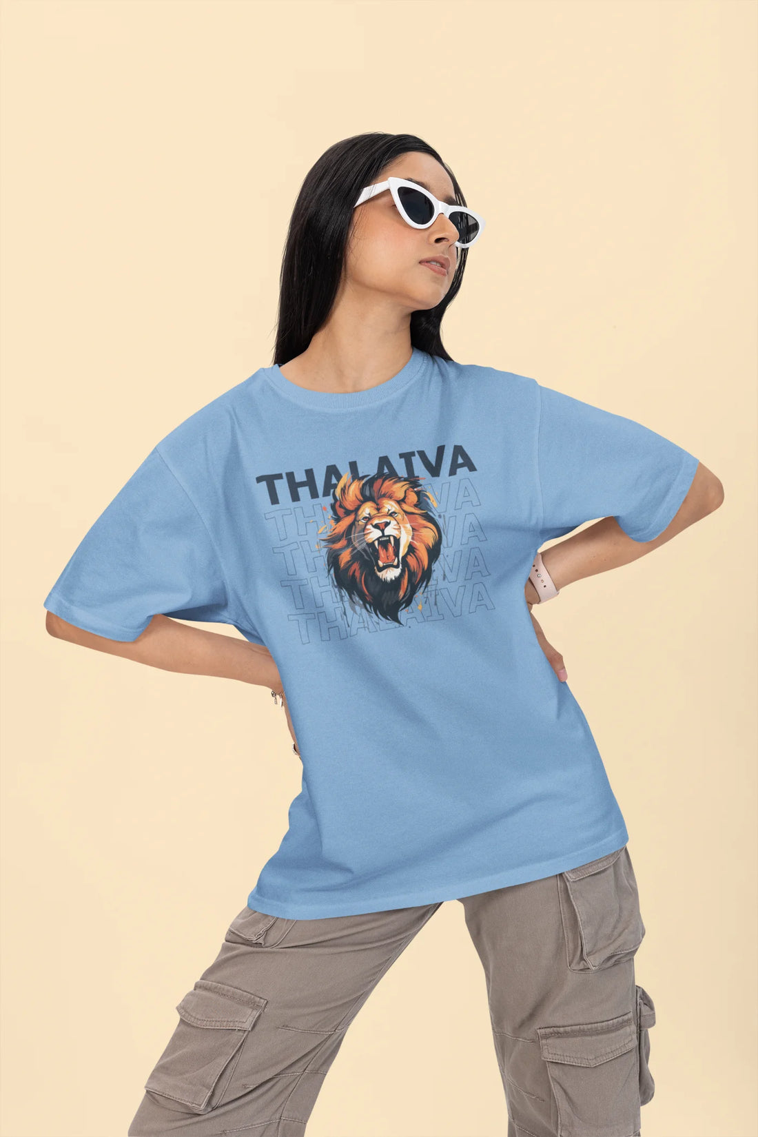 MS Dhoni Thalaiva Lion Roar Oversized T-shirt