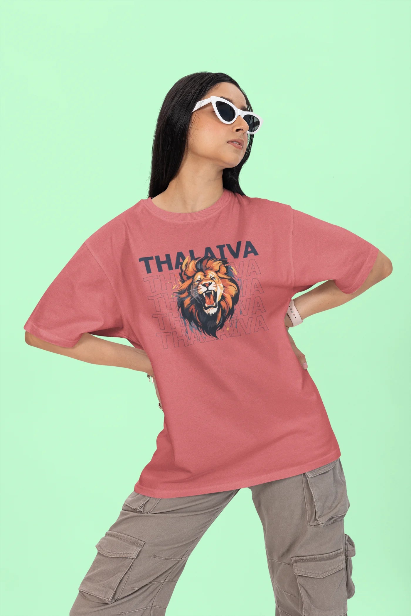 MS Dhoni Thalaiva Lion Roar Oversized T-shirt
