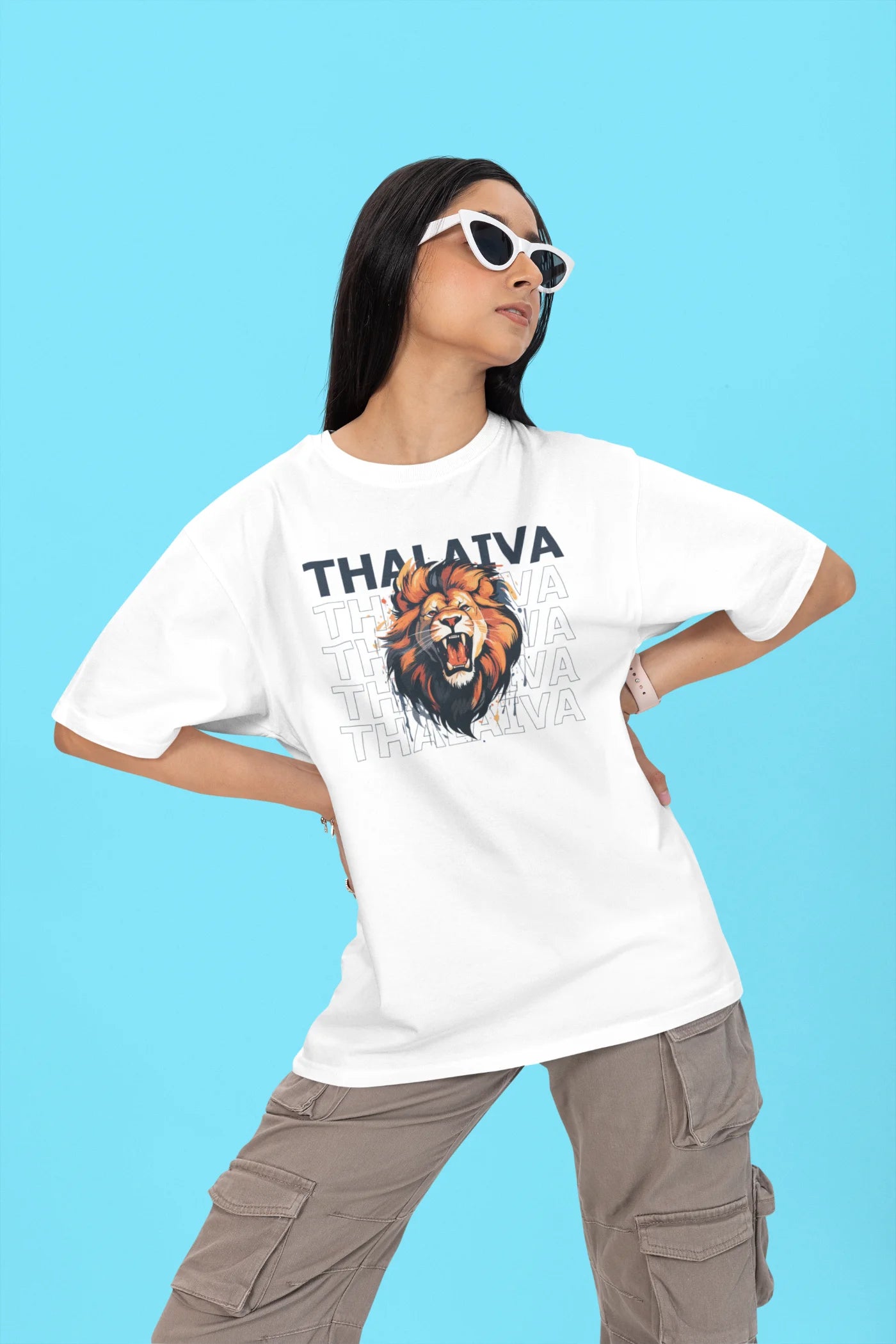 MS Dhoni Thalaiva Lion Roar Oversized T-shirt