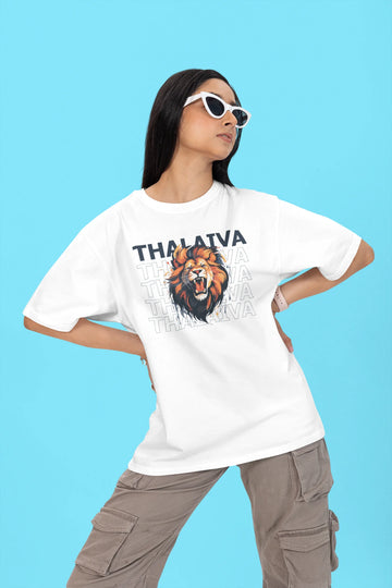 MS Dhoni Thalaiva Lion Roar Oversized T-shirt