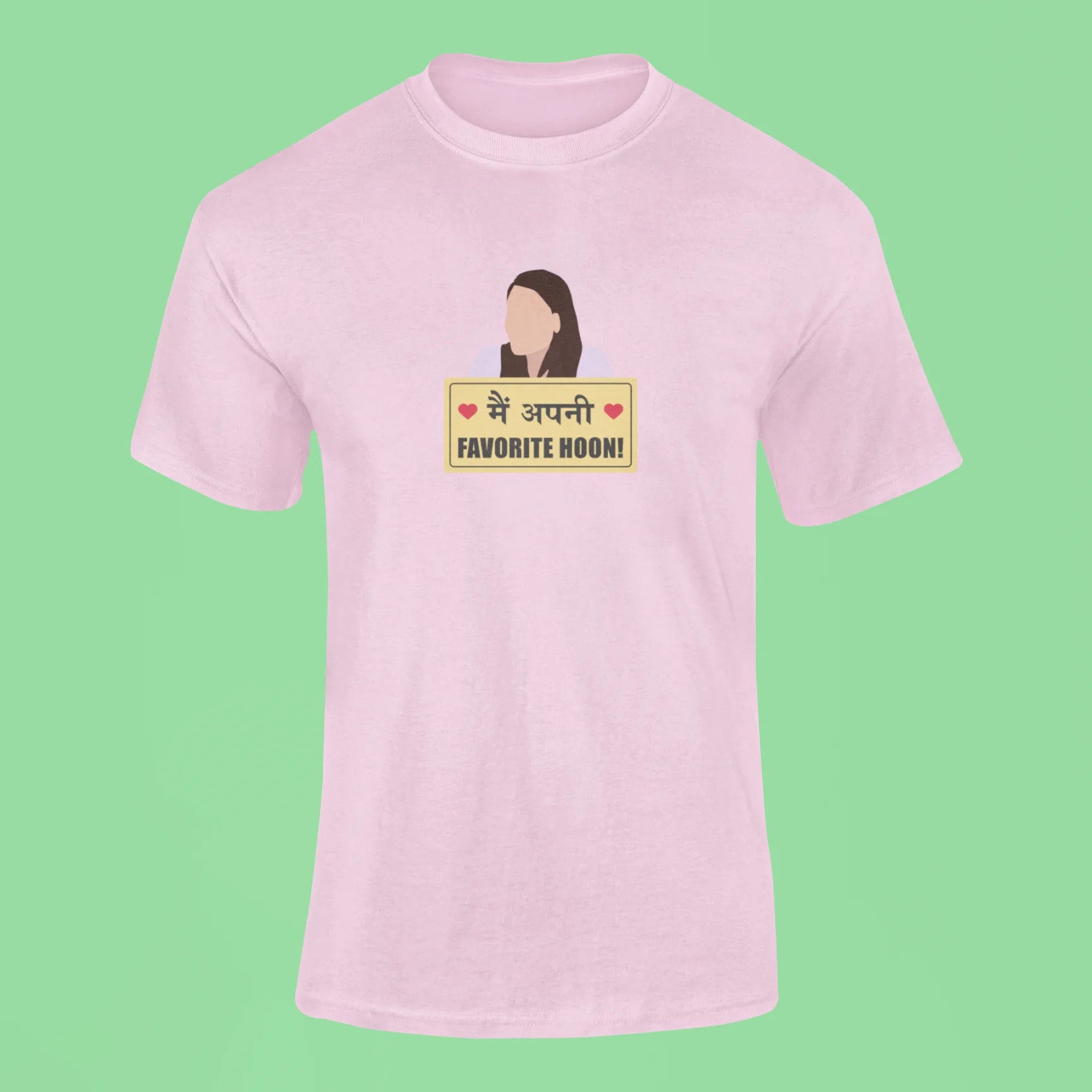 main apni favorite hoon t shirt pink