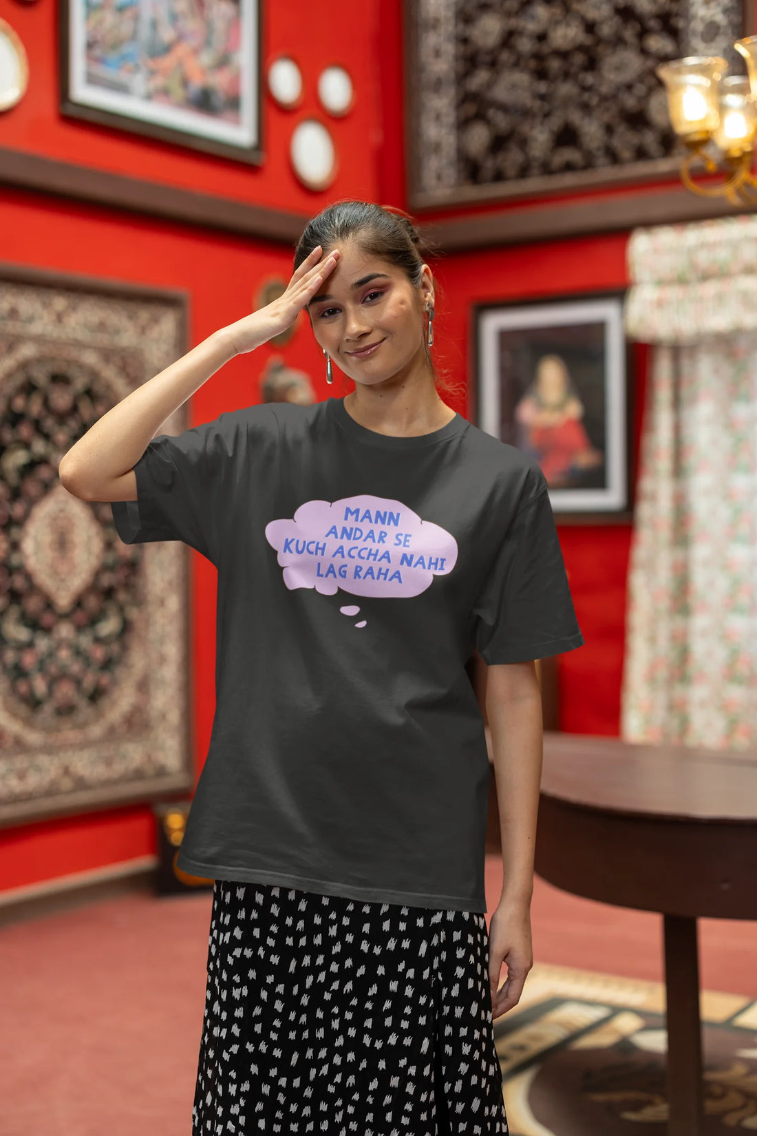 Mann andar se kuch accha nahi lag raha Oversized T-Shirt