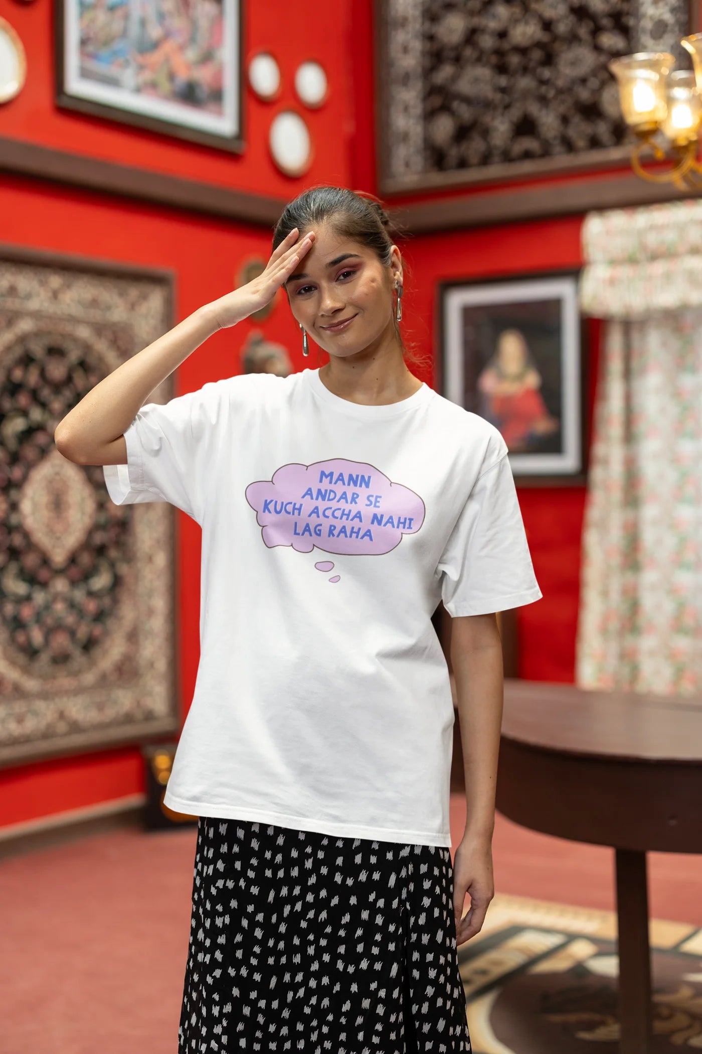 Mann andar se kuch accha nahi lag raha Oversized T-Shirt