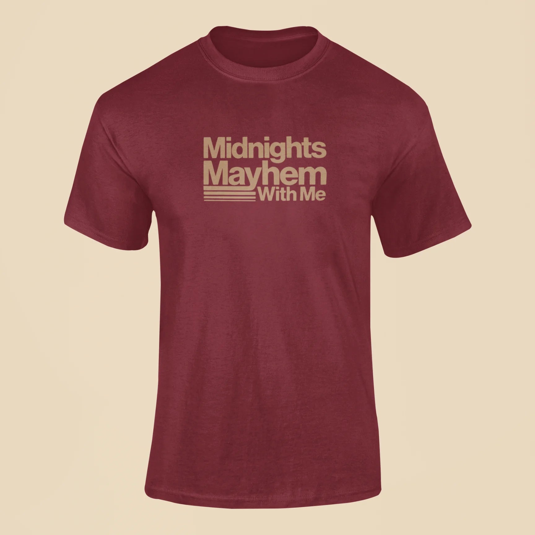 midnights mayhem with me t shirt maroon