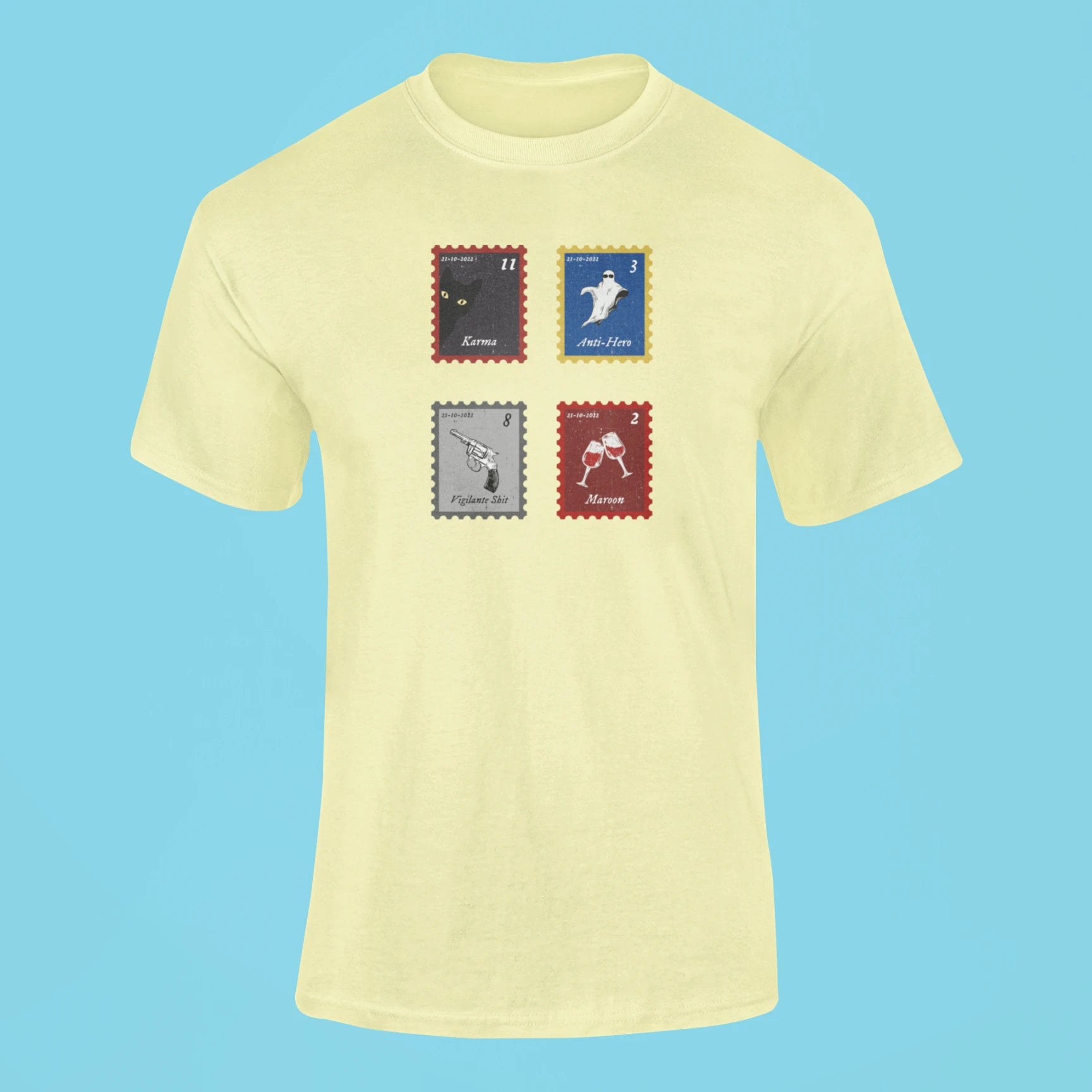 midnights song stamps karma t shirt butter yellow