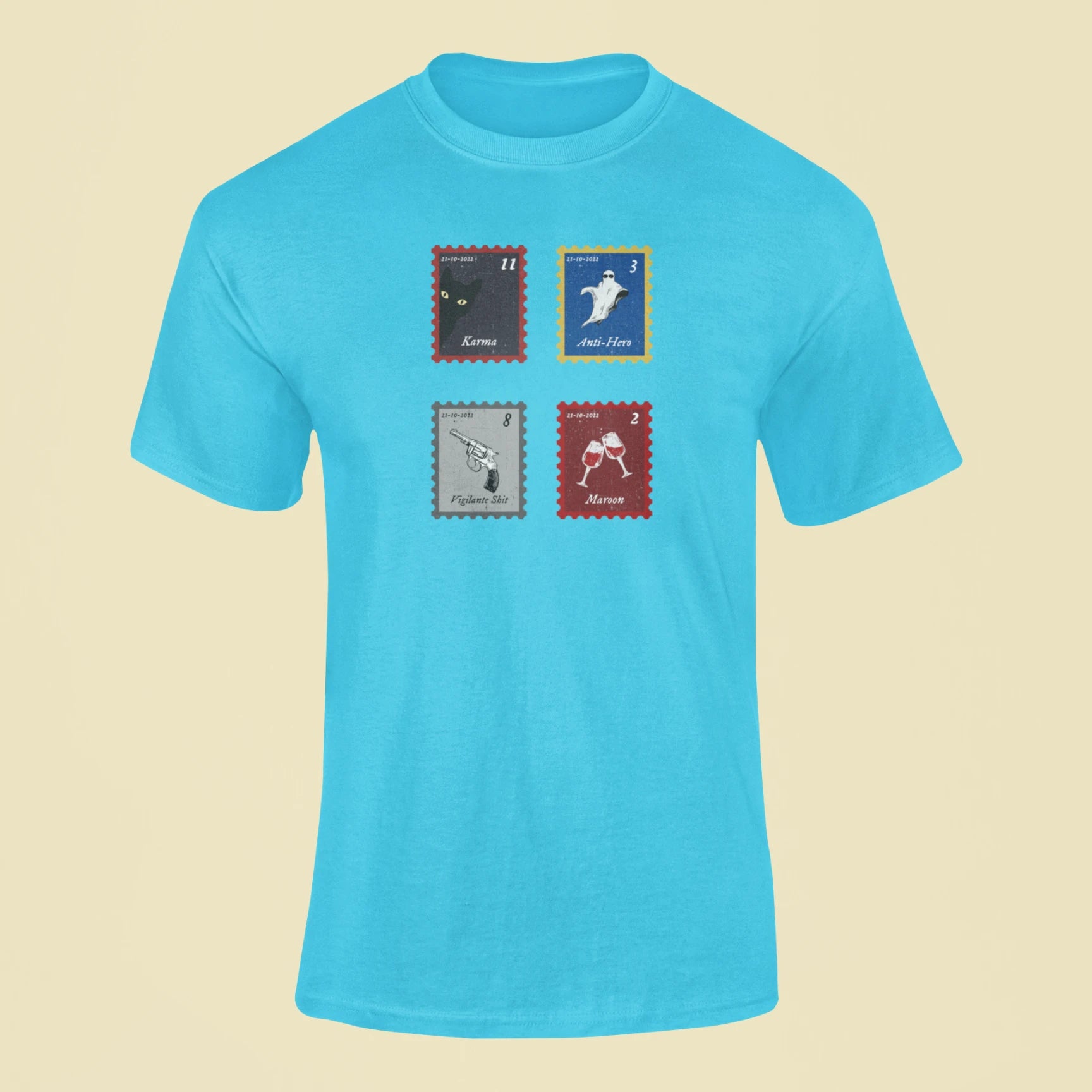 midnights song stamps karma t shirt sky blue
