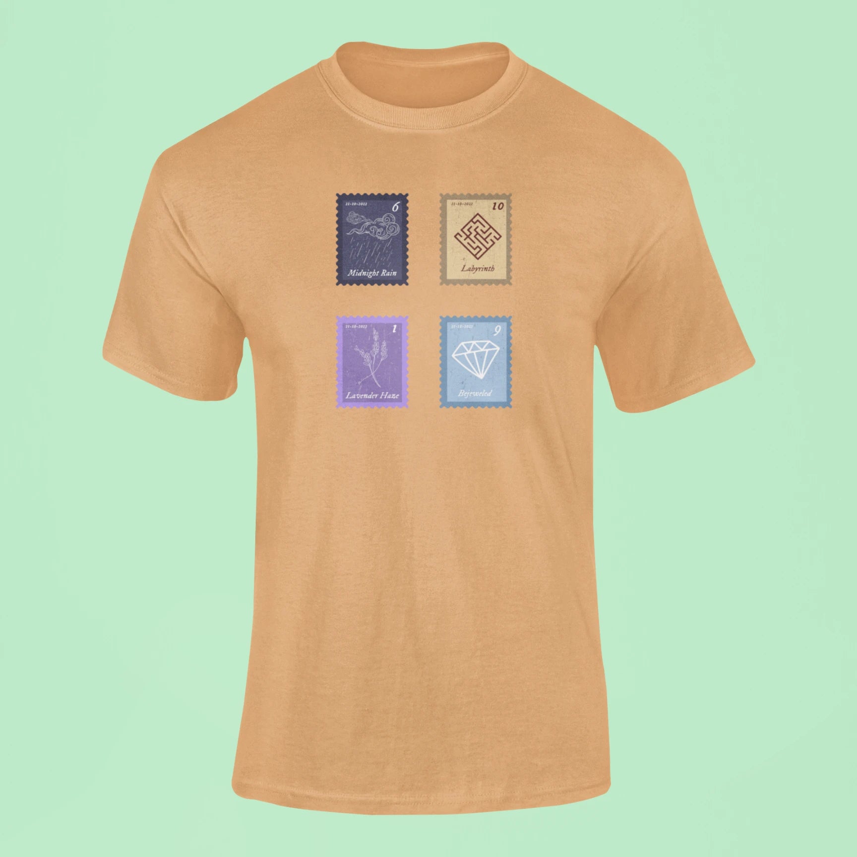 midnights song stamps midnight rain t shirt mustard yellow