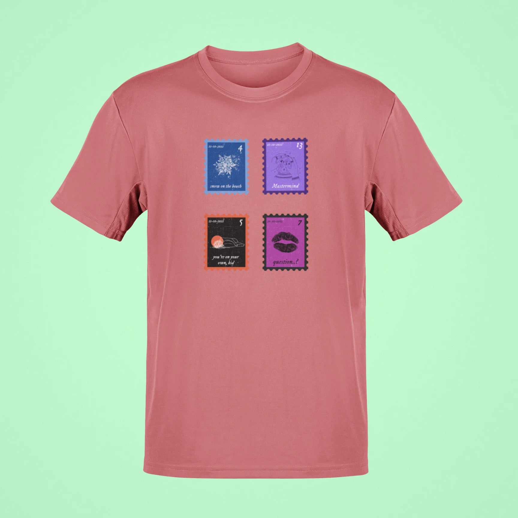 midnights song stamps snow on the beach oversized t shirt rose