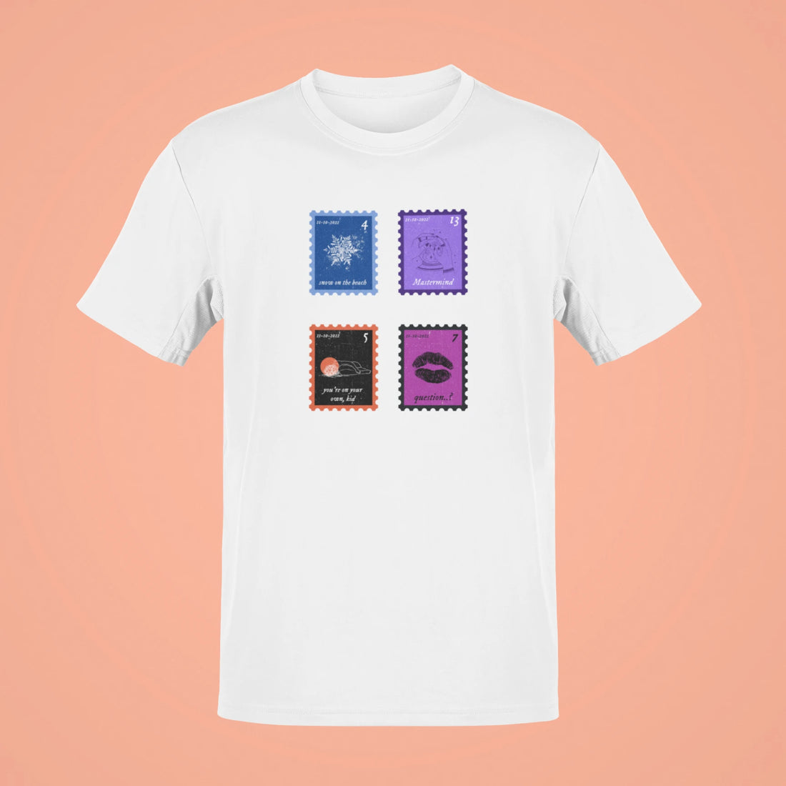 midnights song stamps snow on the beach oversized t shirt white