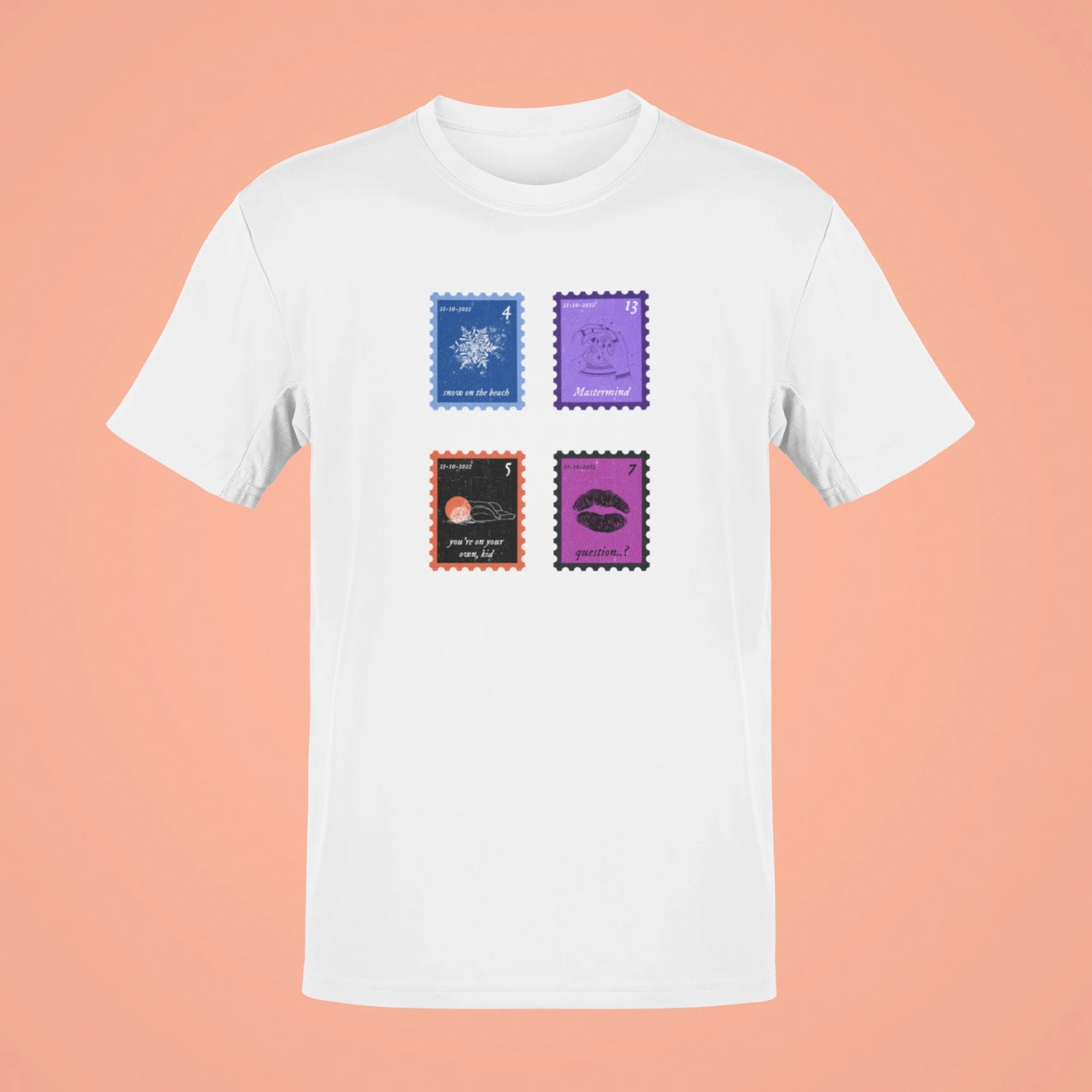 midnights song stamps snow on the beach oversized t shirt white