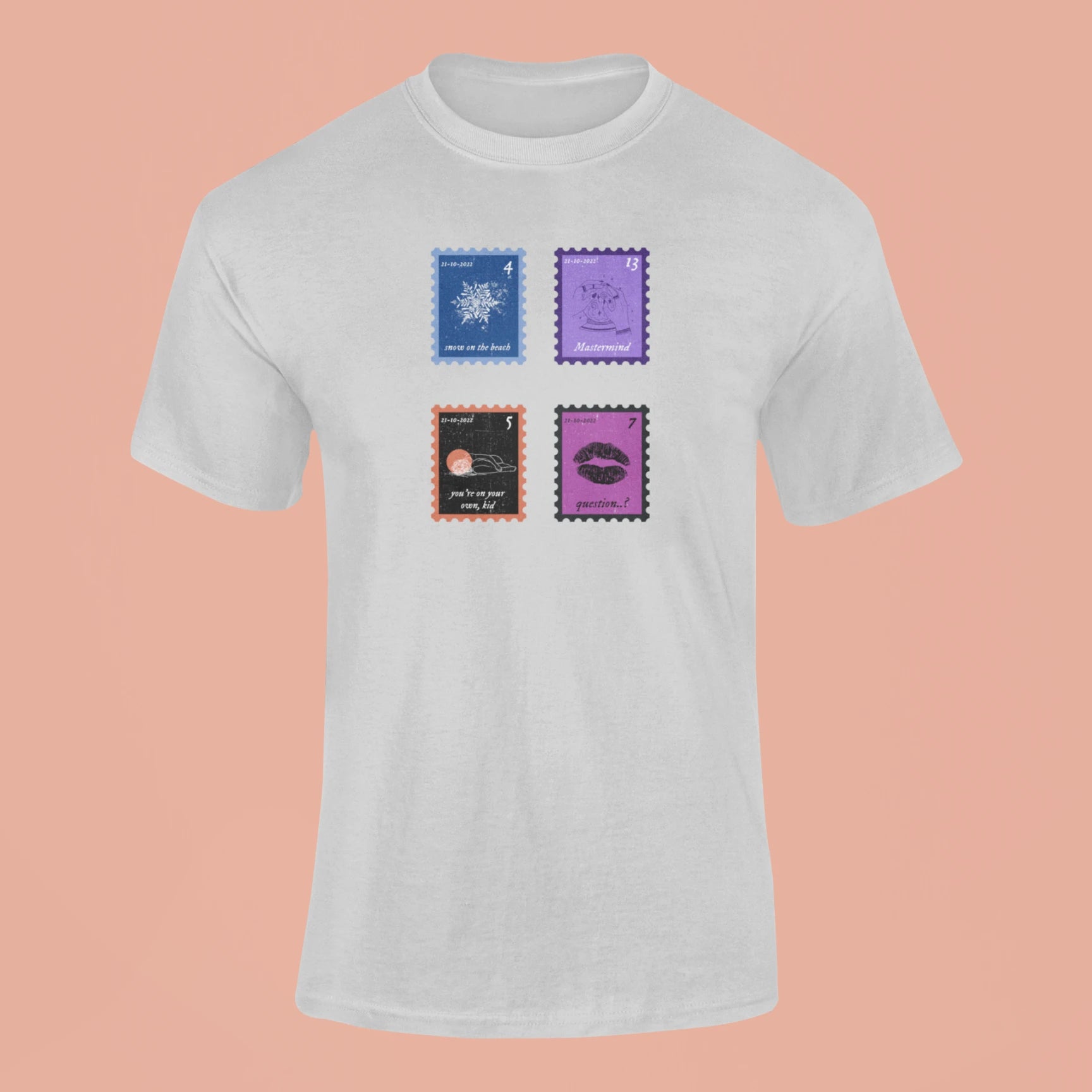 midnights song stamps snow on the beach t shirt grey