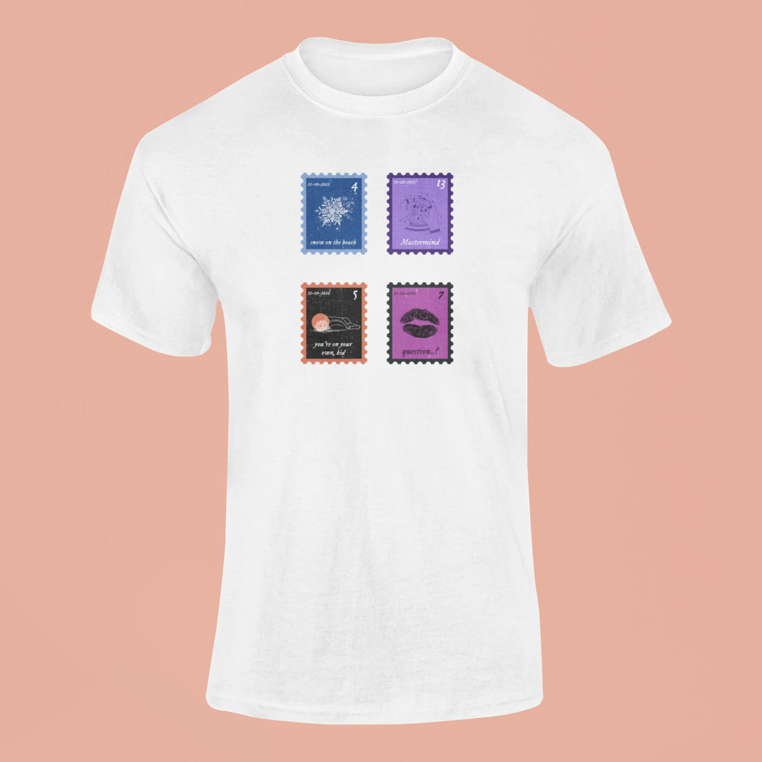 midnights song stamps snow on the beach t shirt butter yellow