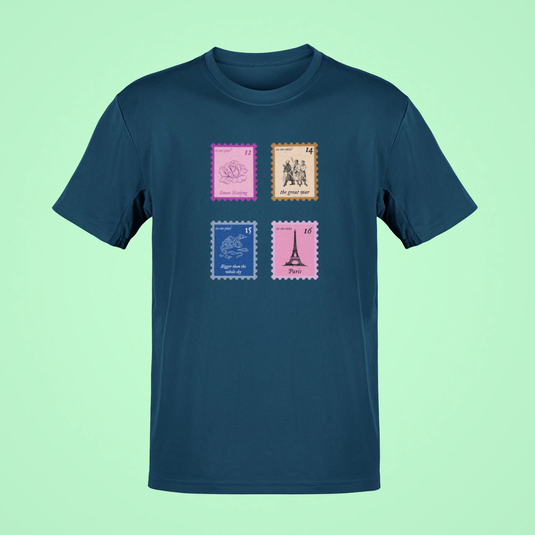 midnights song stamps sweet nothing oversized t shirt navy blue