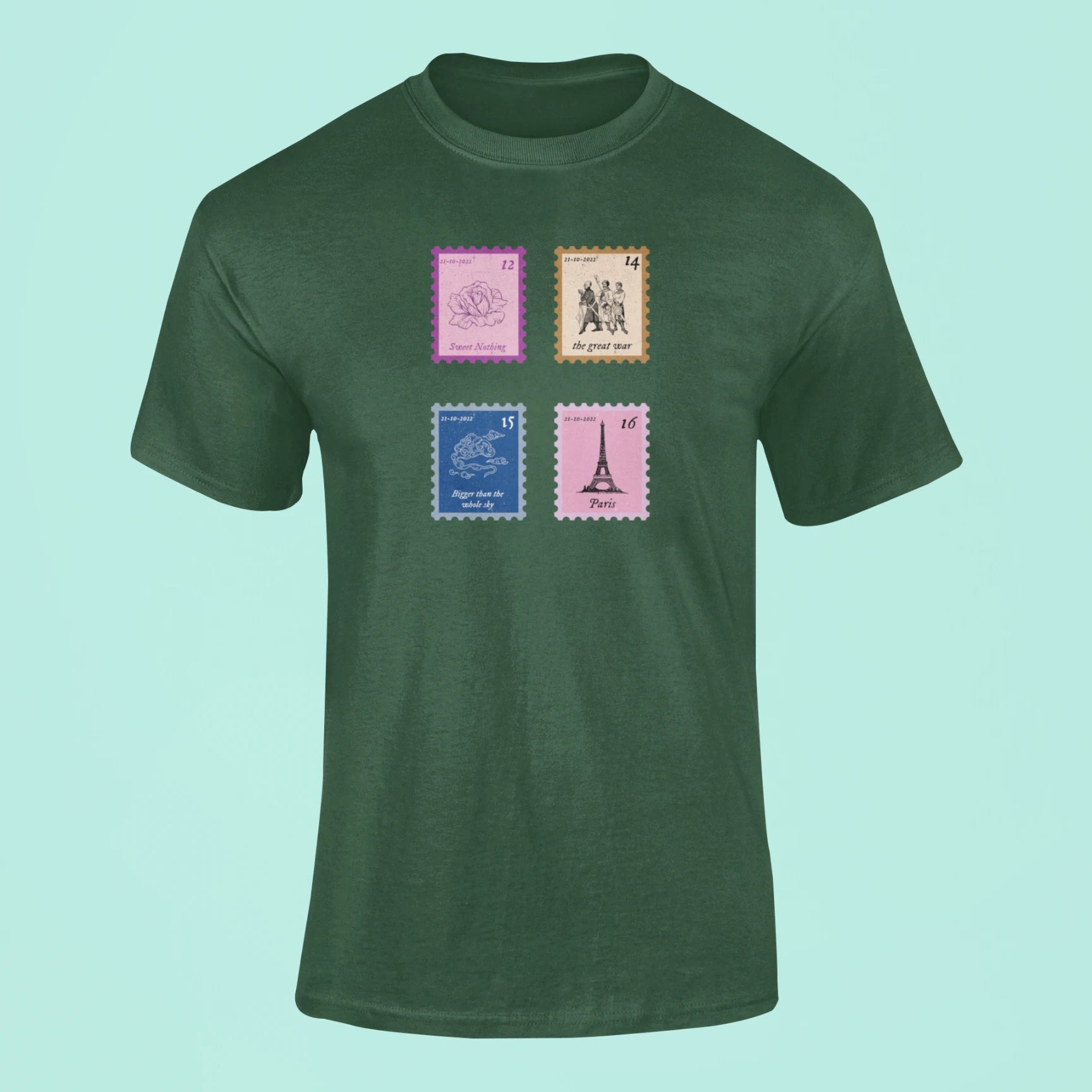 midnights song stamps sweet nothing t shirt green