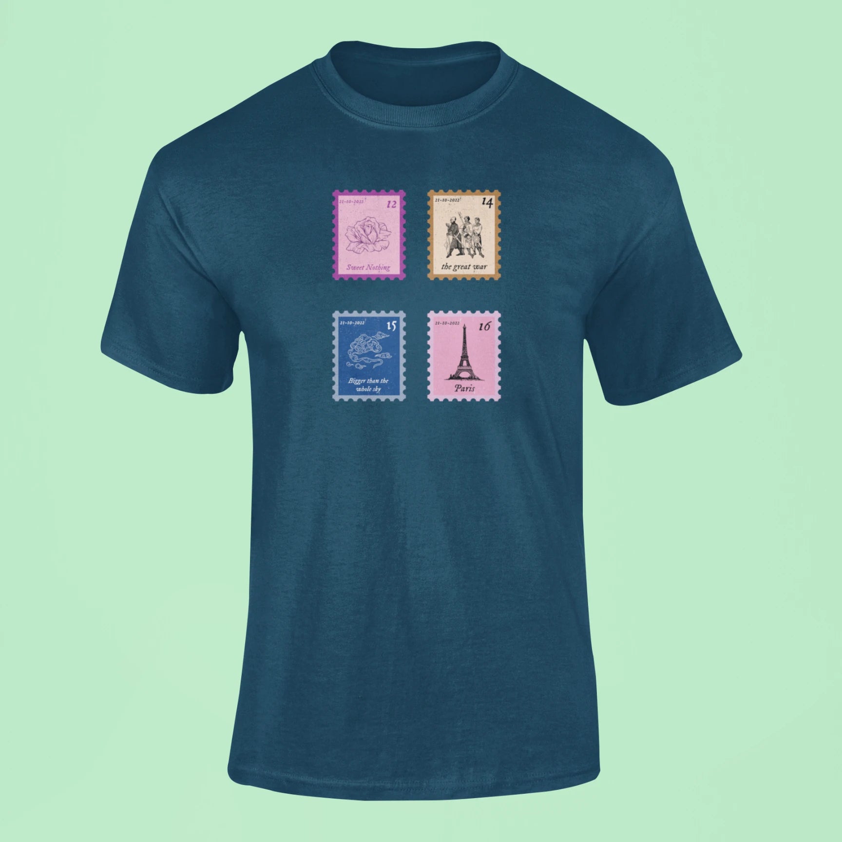 midnights song stamps sweet nothing t shirt navy blue