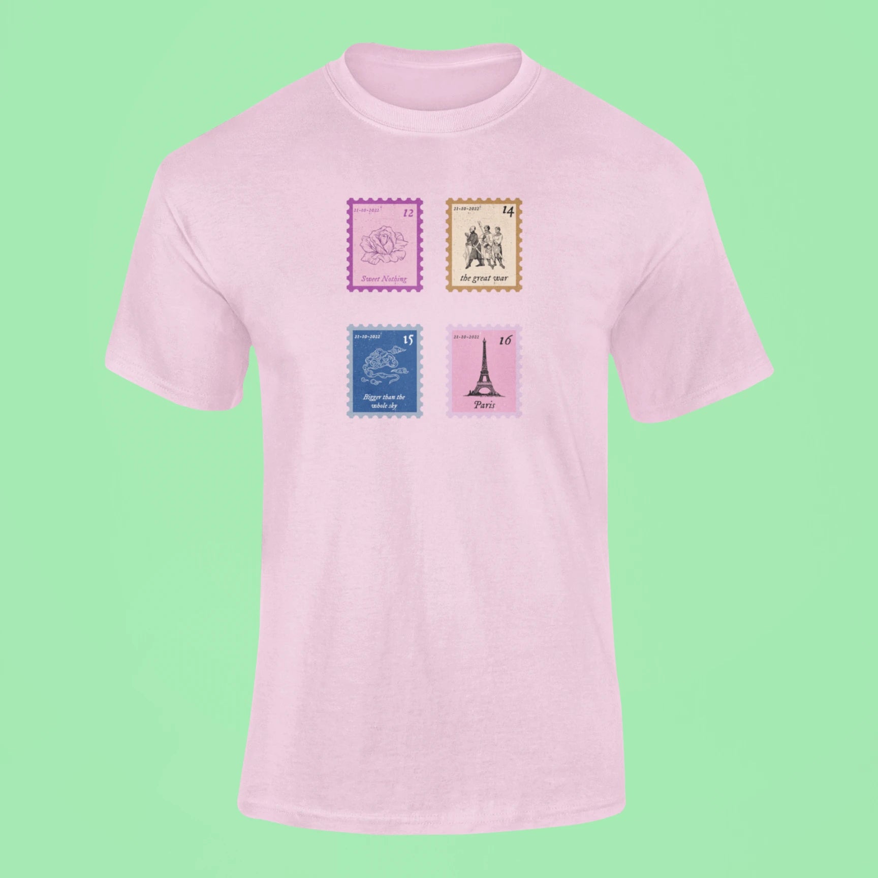 midnights song stamps sweet nothing t shirt pink