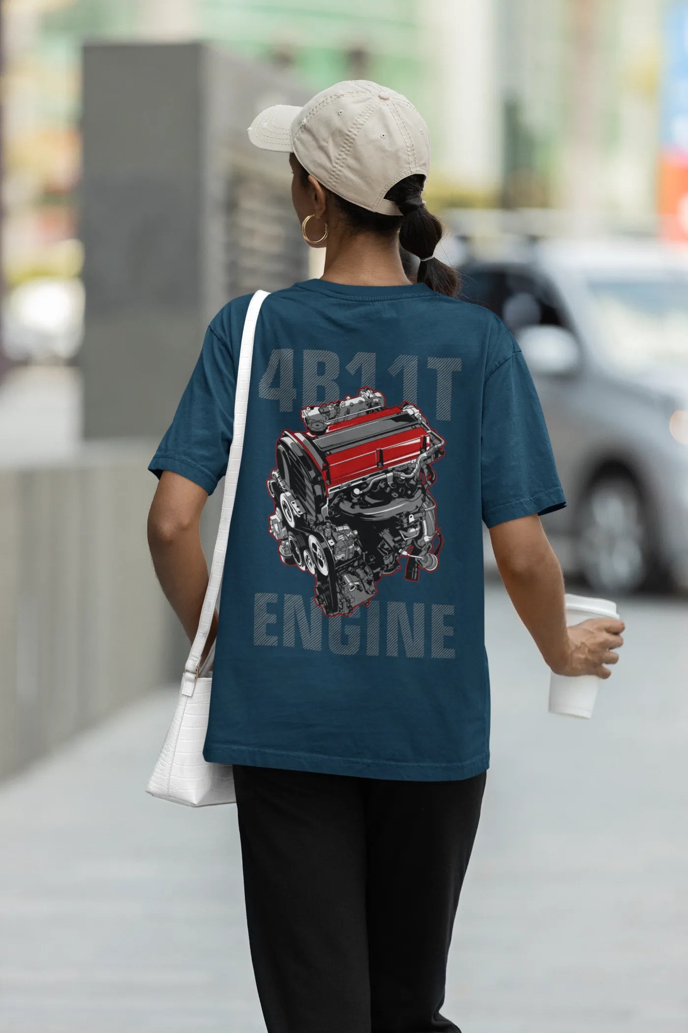 Mitsubishi Lancer Evolution 4B11T Engine Oversized T-Shirt