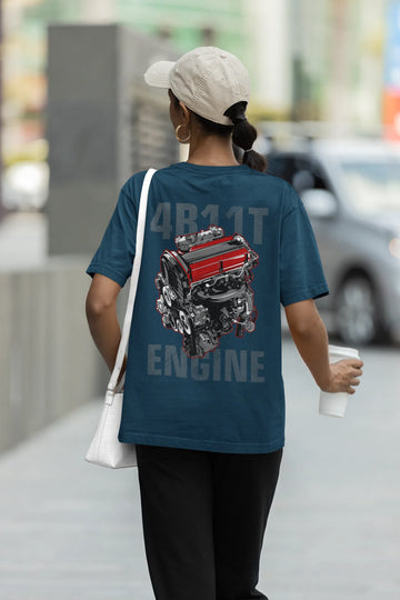 Mitsubishi Lancer Evolution 4B11T Engine Oversized T-Shirt