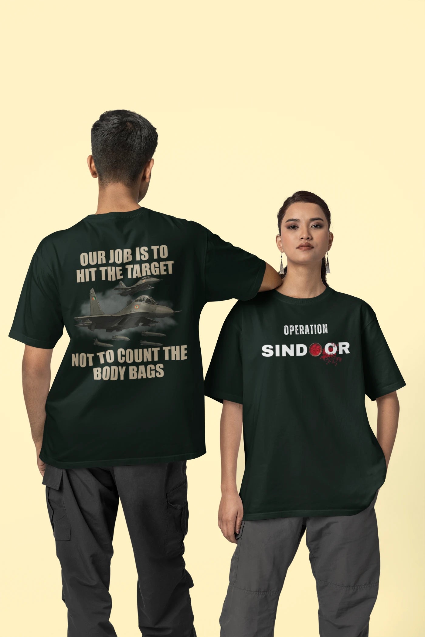 Operatie Sindoor - Onze taak is om het doelwit te raken, niet om de lijkenzakken te tellen (voor- en achterkant) Oversized T-shirt