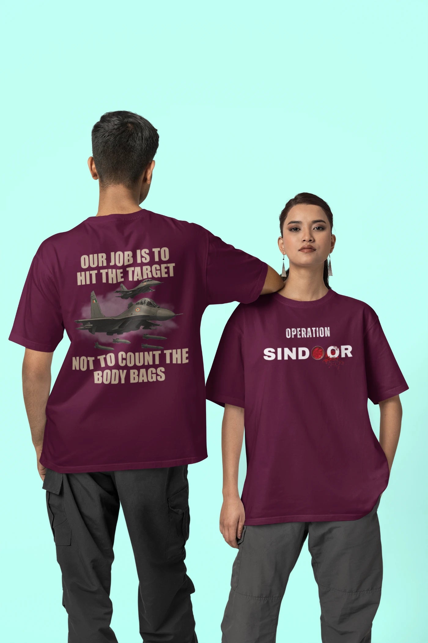 Operatie Sindoor - Onze taak is om het doelwit te raken, niet om de lijkenzakken te tellen (voor- en achterkant) Oversized T-shirt