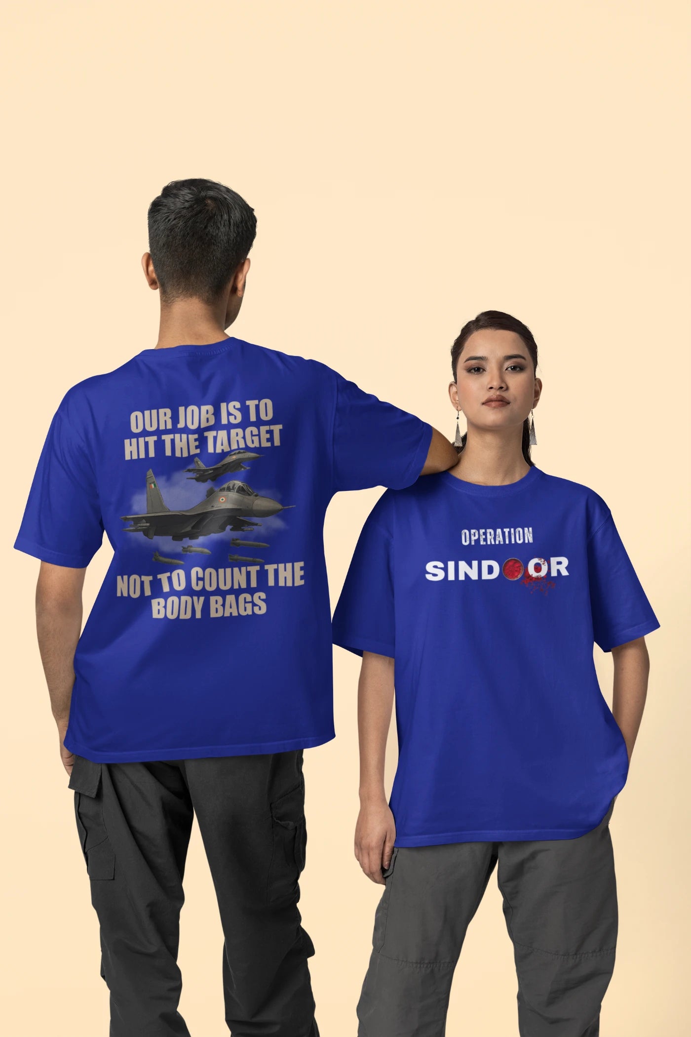 Operatie Sindoor - Onze taak is om het doelwit te raken, niet om de lijkenzakken te tellen (voor- en achterkant) Oversized T-shirt