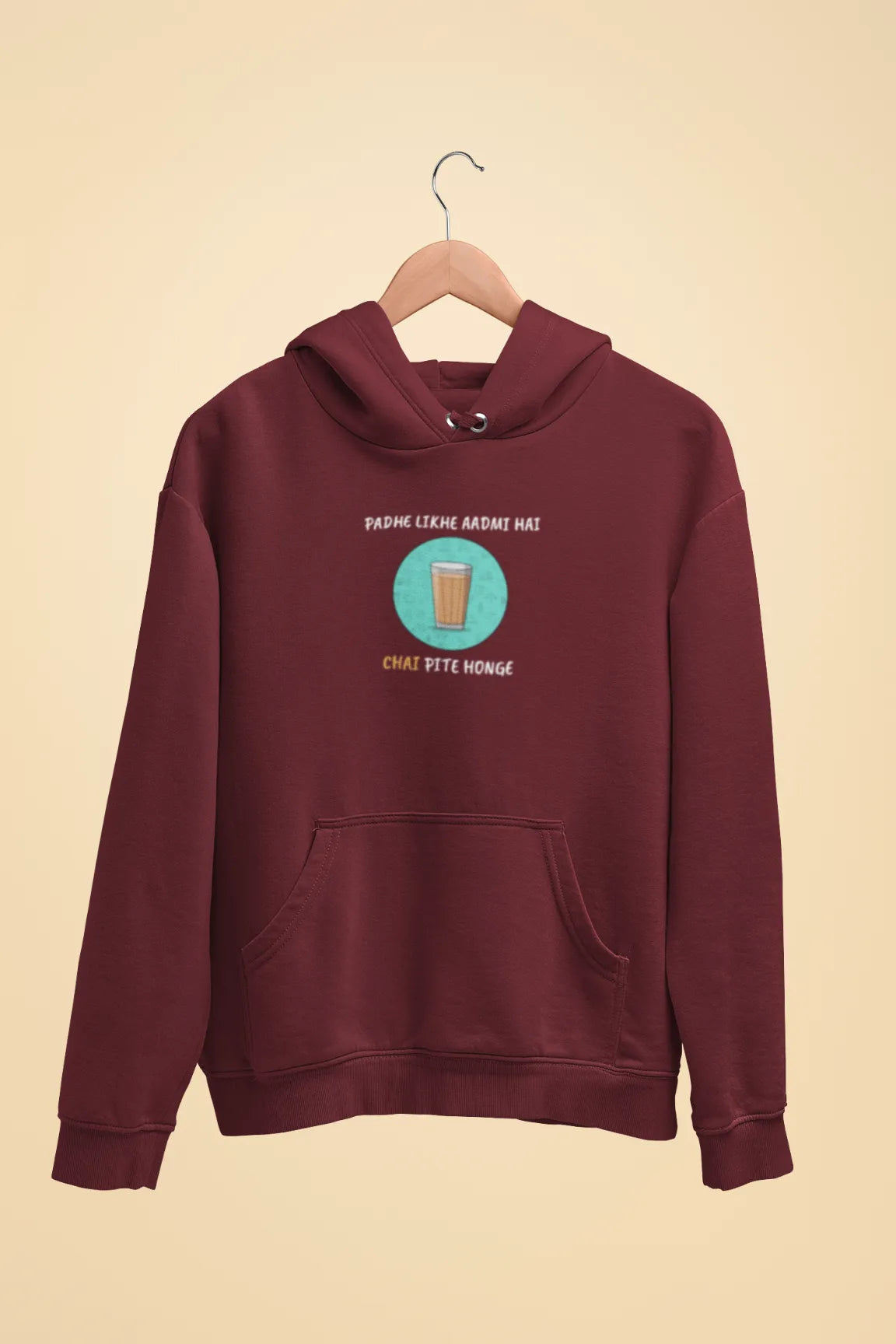padhe likhe aadmi hai chai pite honge unisex hoodie maroon
