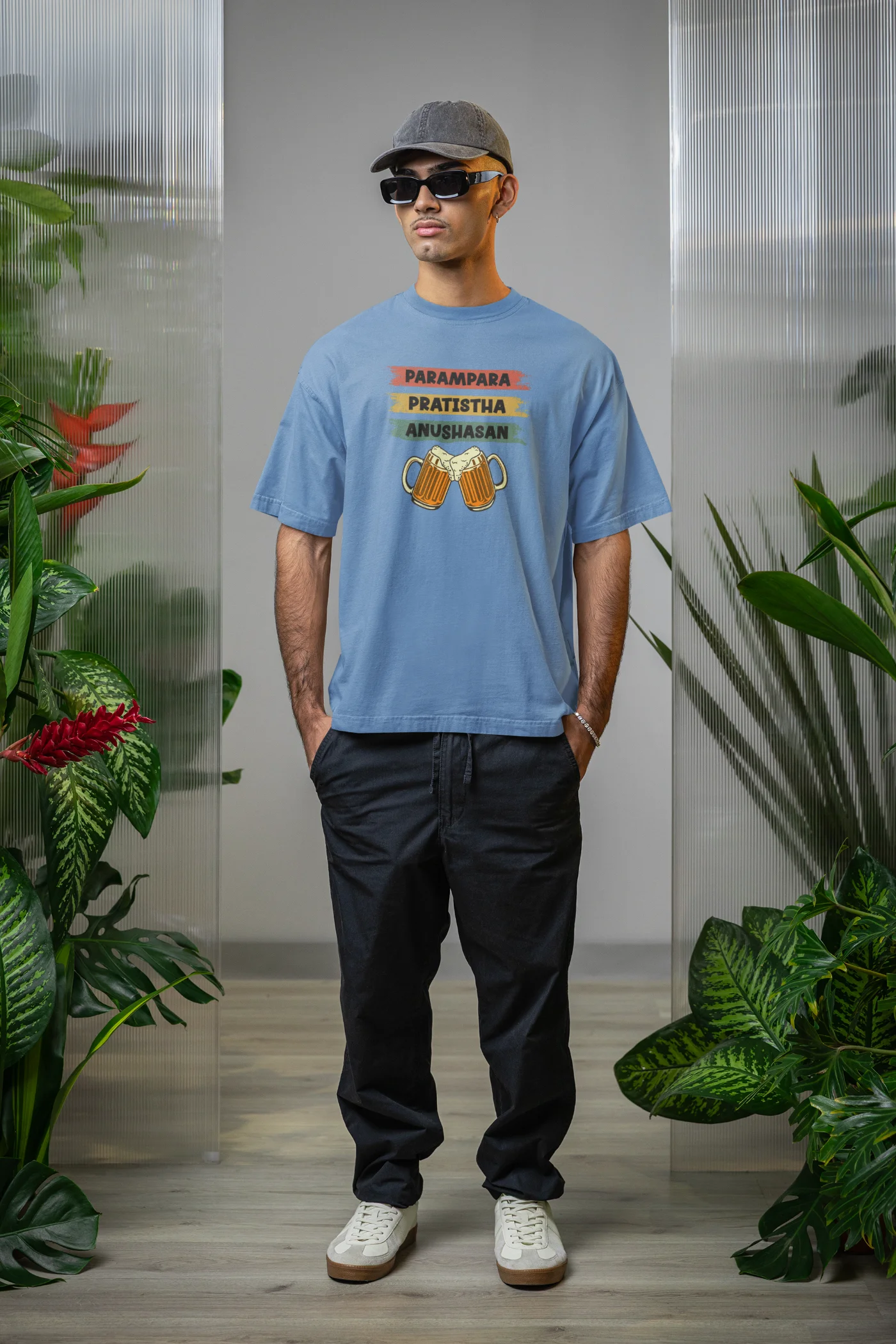 Parampara, Pratistha, Anushasan oversized T-shirt