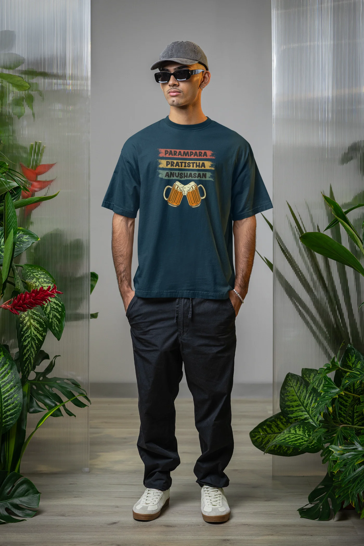 Parampara, Pratistha, Anushasan oversized T-shirt