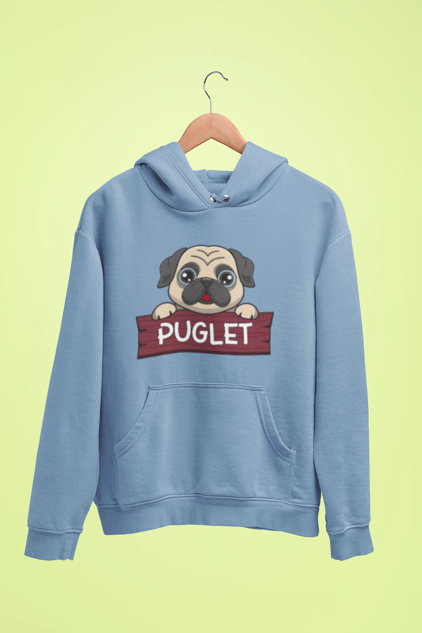 pug puglet unisex hoodie baby blue