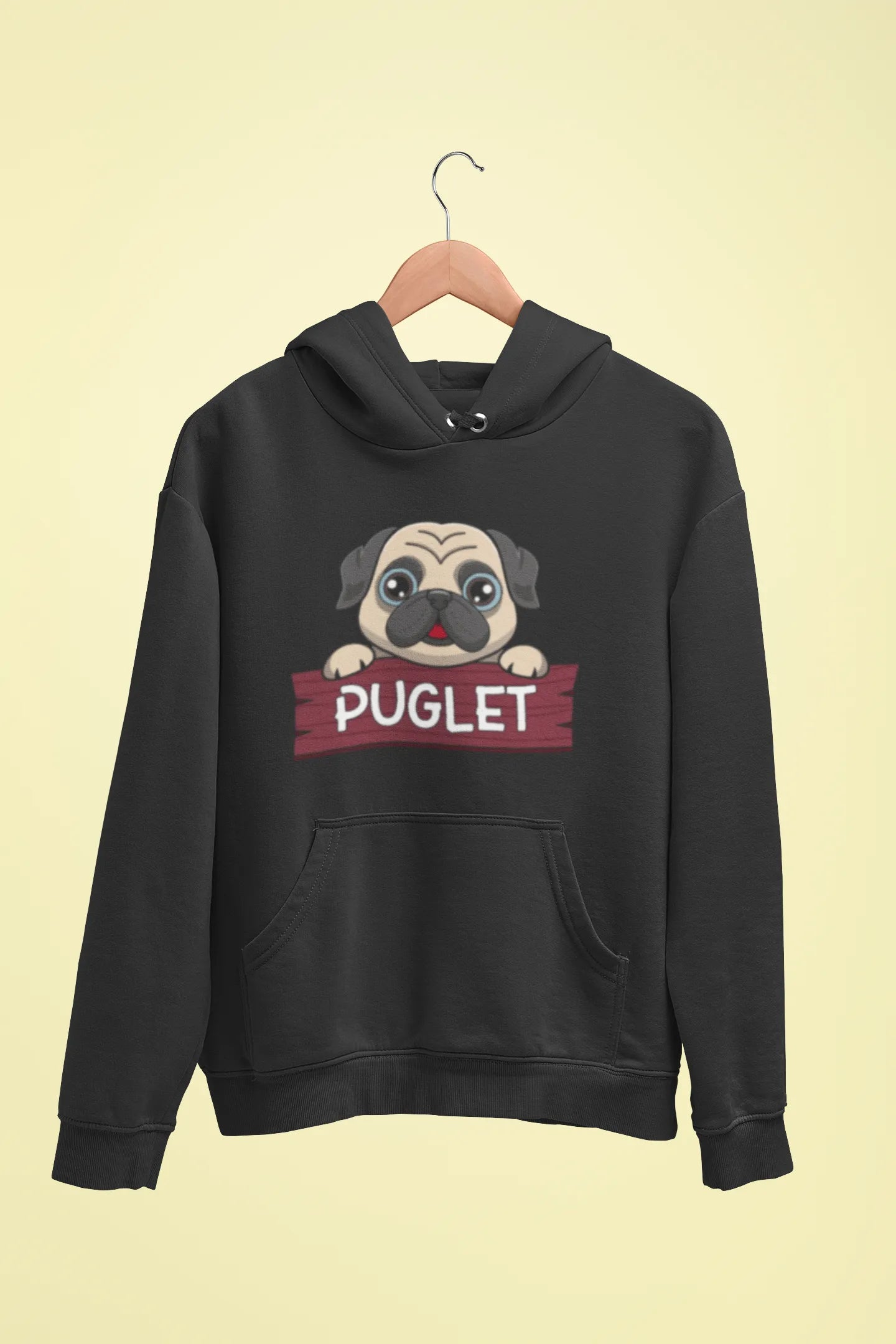 pug puglet unisex hoodie black