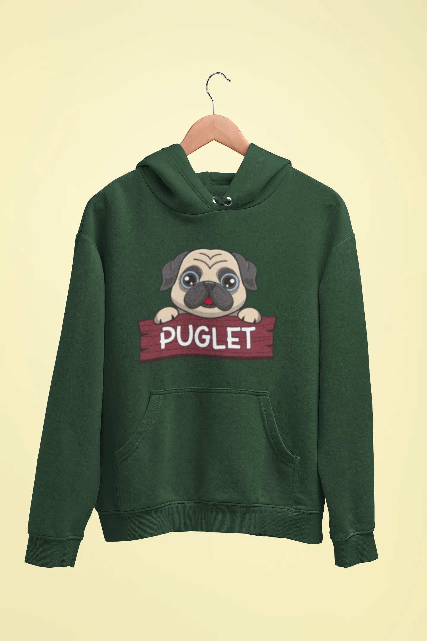pug puglet unisex hoodie green