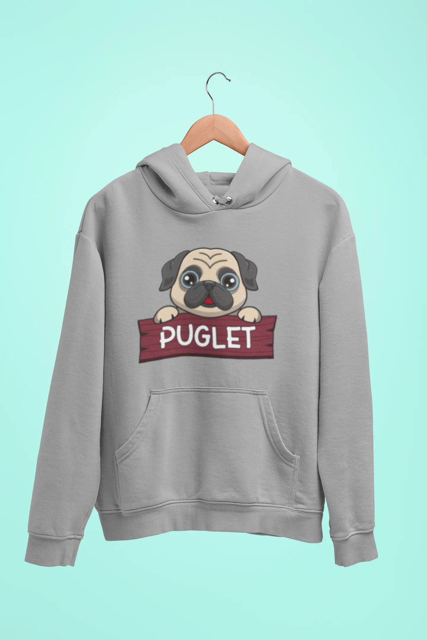 pug puglet unisex hoodie grey