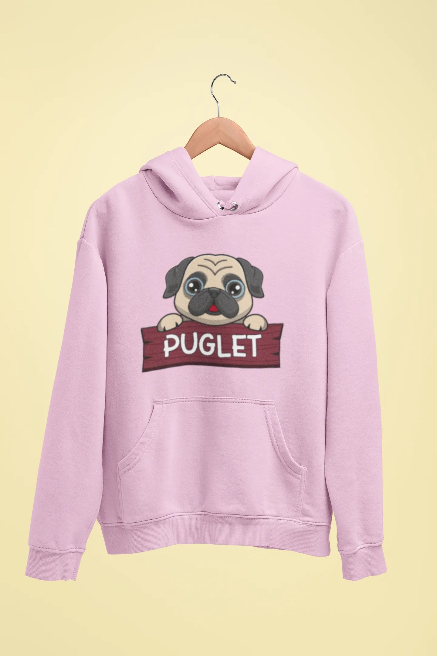 pug puglet unisex hoodie pink
