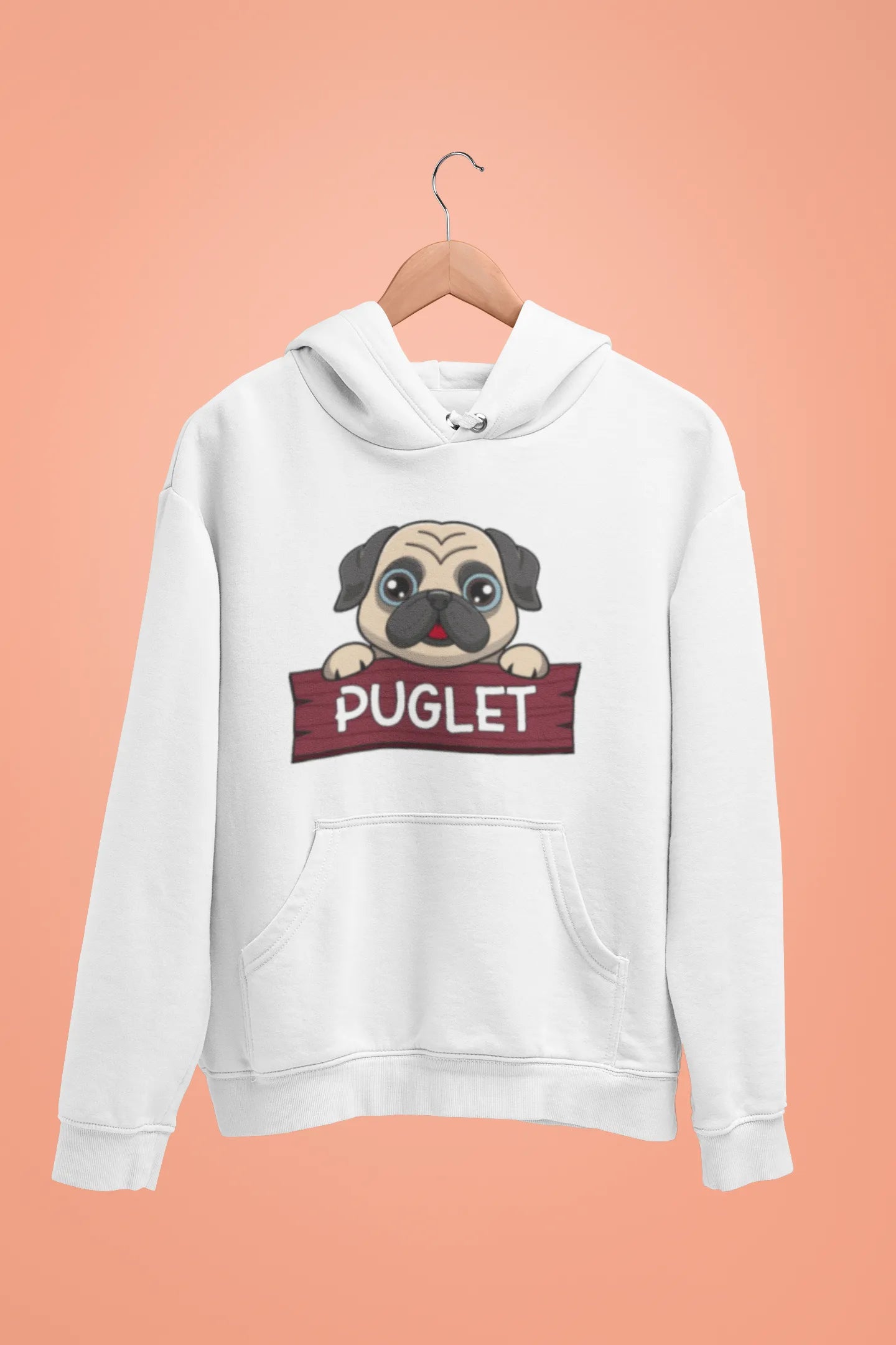 pug puglet unisex hoodie white