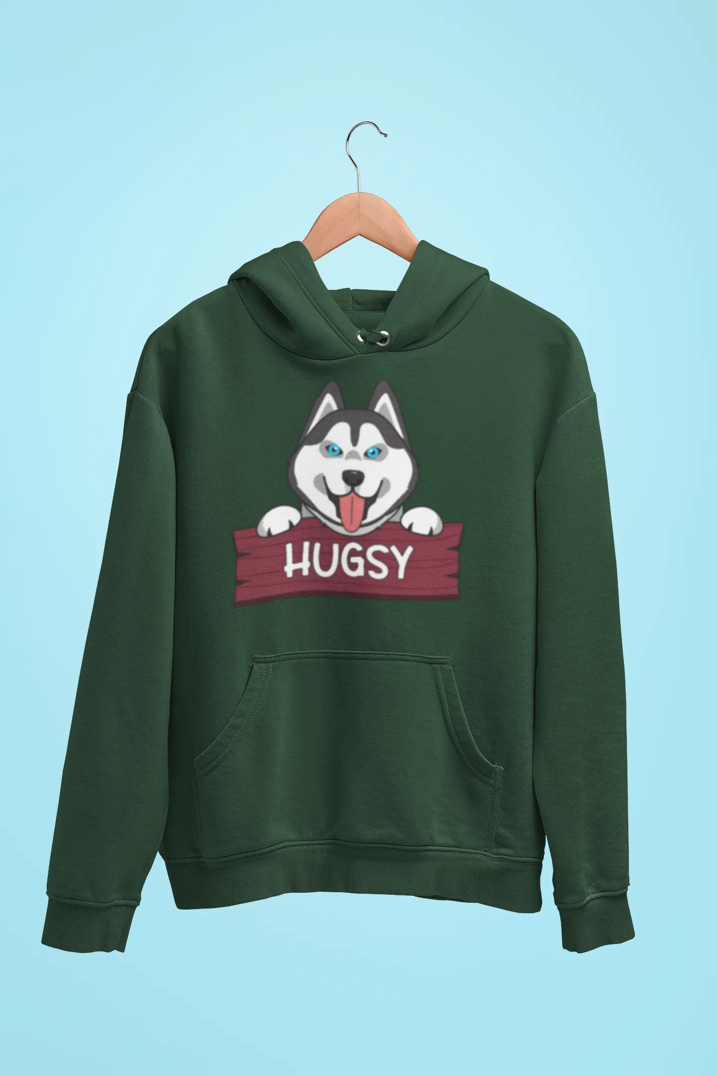 siberian husky hugsy unisex hoodie green
