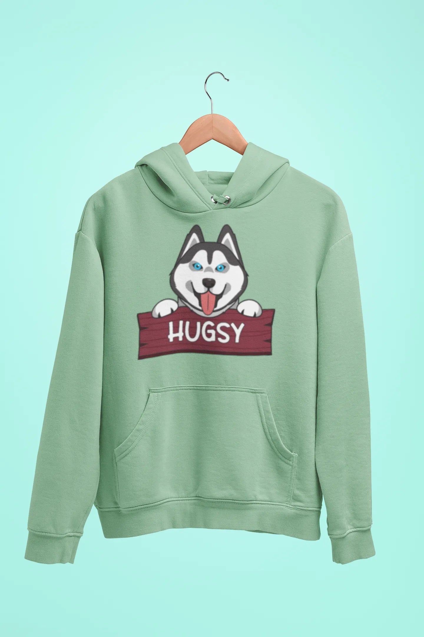 siberian husky hugsy unisex hoodie mint green