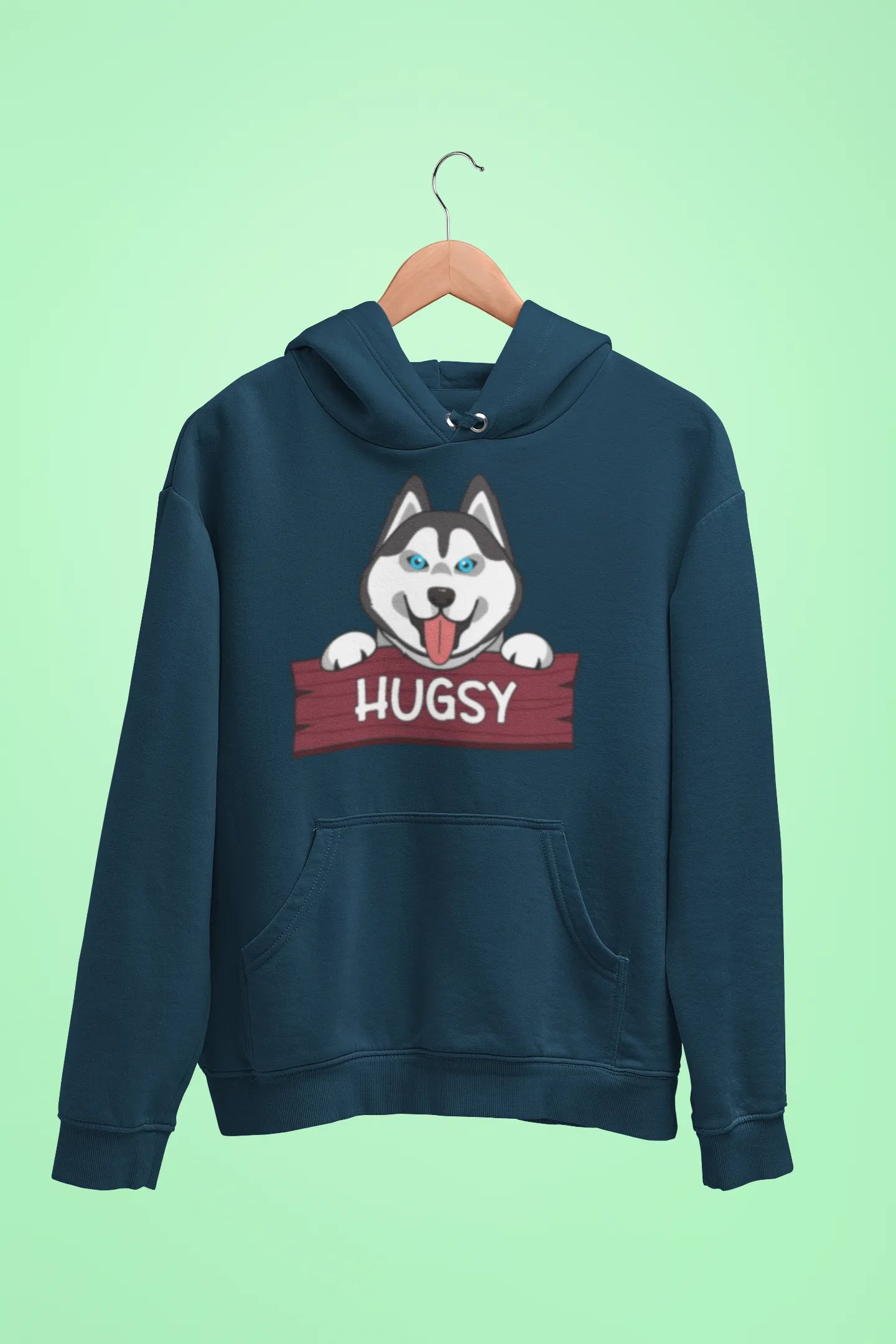 siberian husky hugsy unisex hoodie navy blue