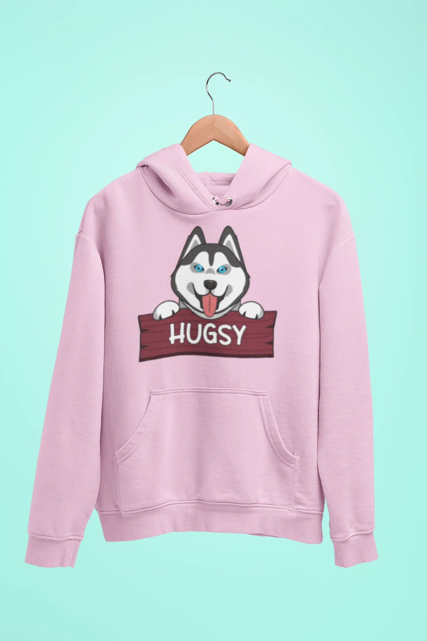 siberian husky hugsy unisex hoodie pink