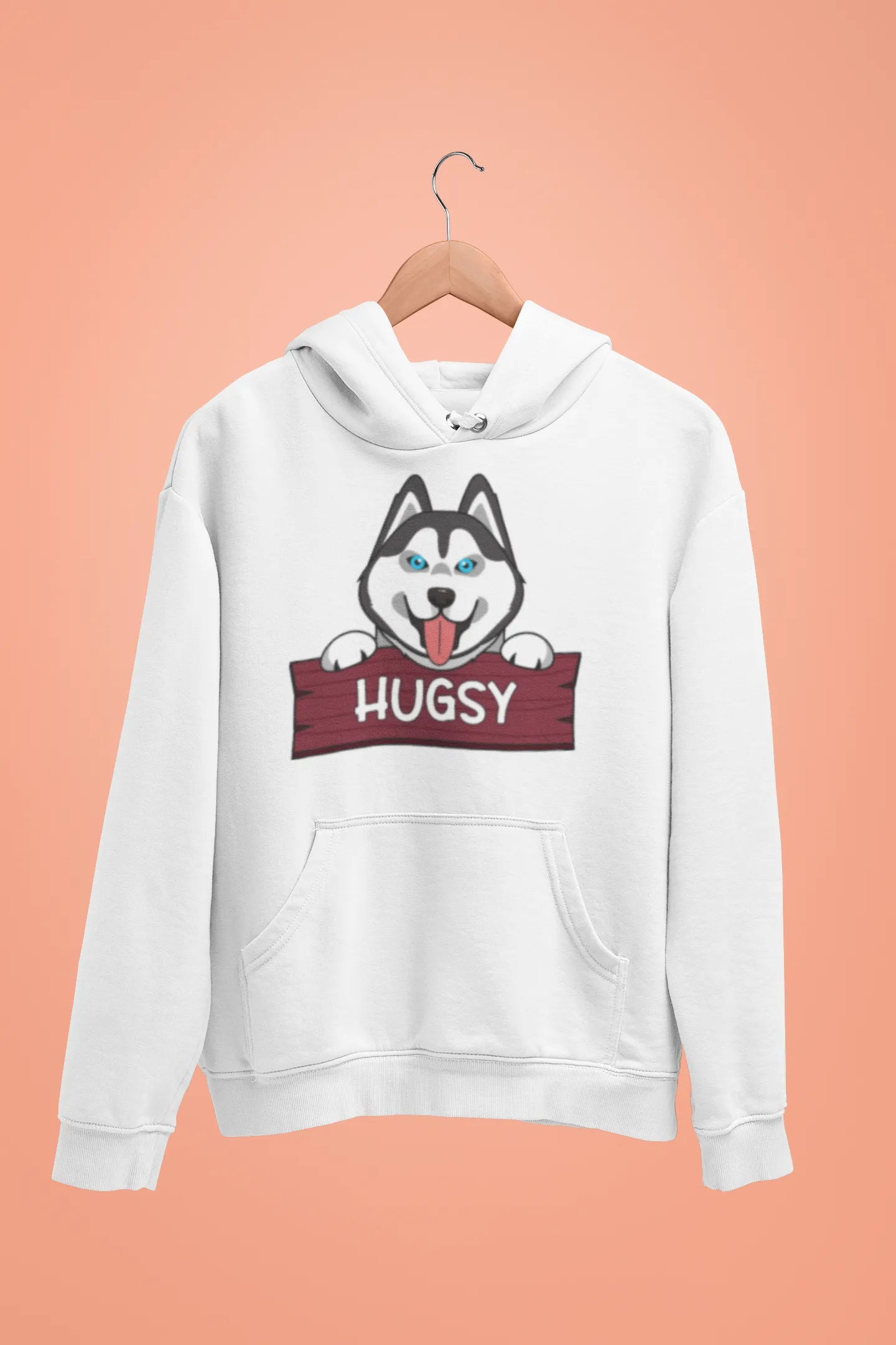 siberian husky hugsy unisex hoodie white