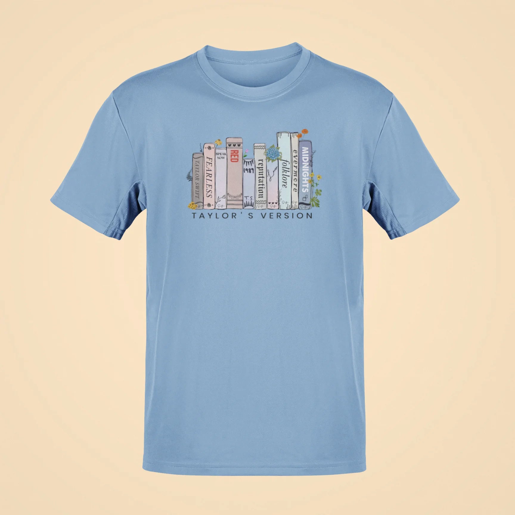 taylor swifts albums as books oversized t shirt 2 baby blue
