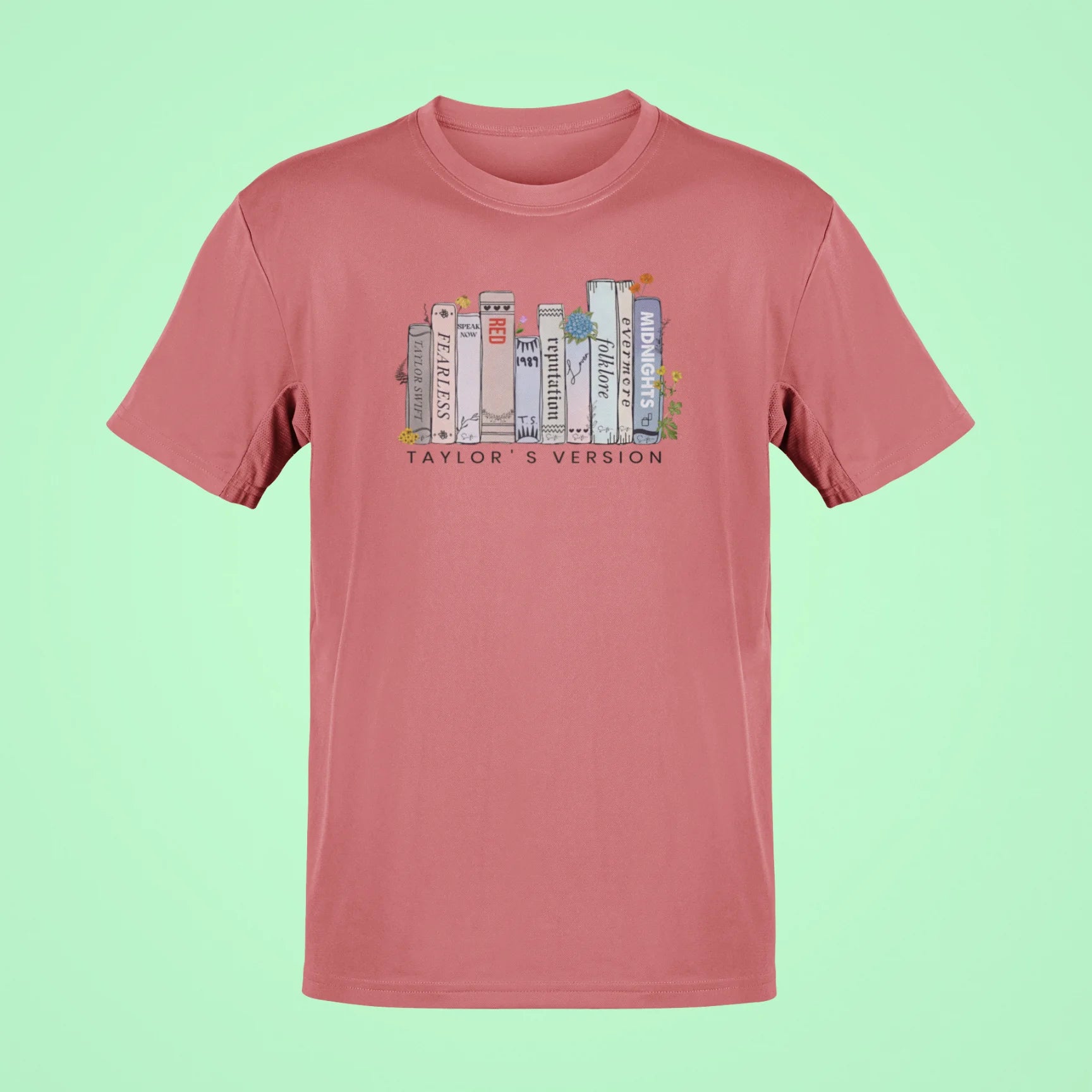 taylor swifts albums as books oversized t shirt 2 rose