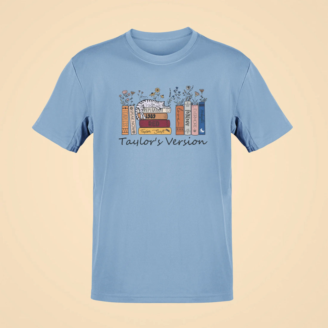 taylor swifts albums as books oversized t shirt 3 baby blue
