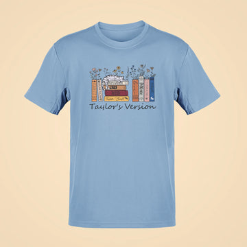 taylor swifts albums as books oversized t shirt 3 baby blue