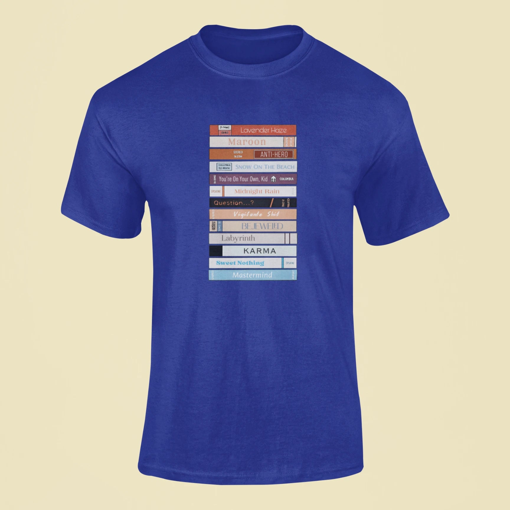 taylor swifts midnights bookshelf t shirt royal blue