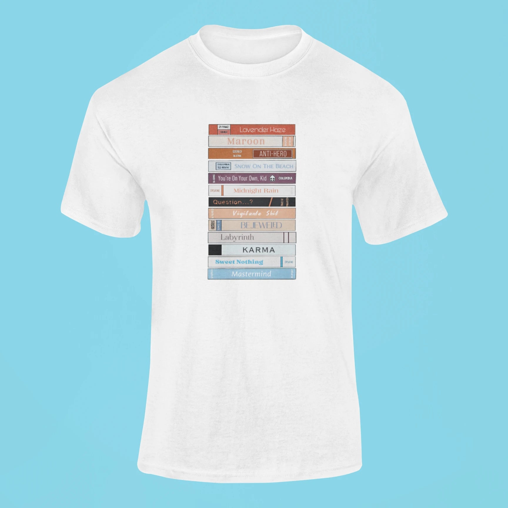 taylor swifts midnights bookshelf t shirt white