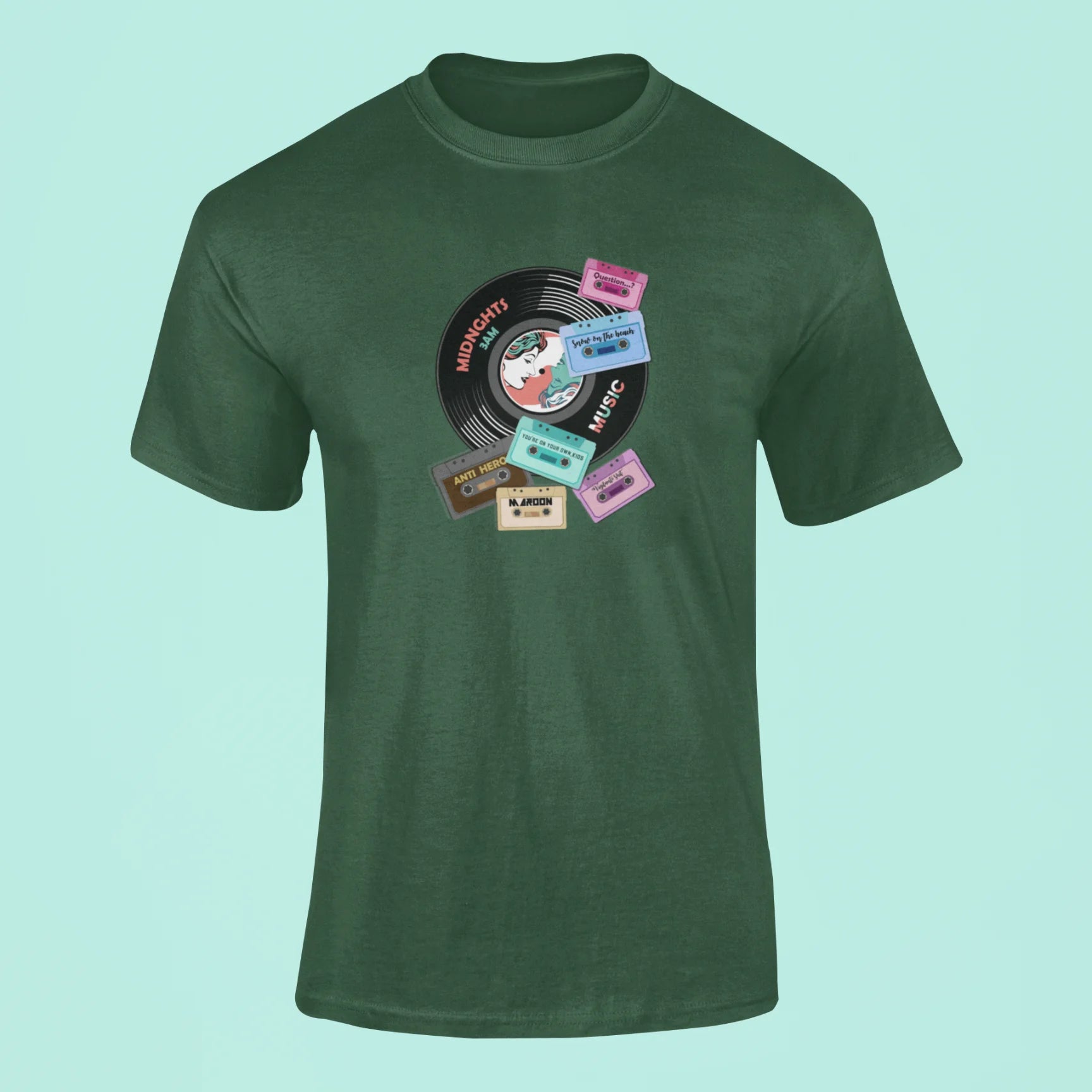 taylot swift albums cds and cassette t shirt green
