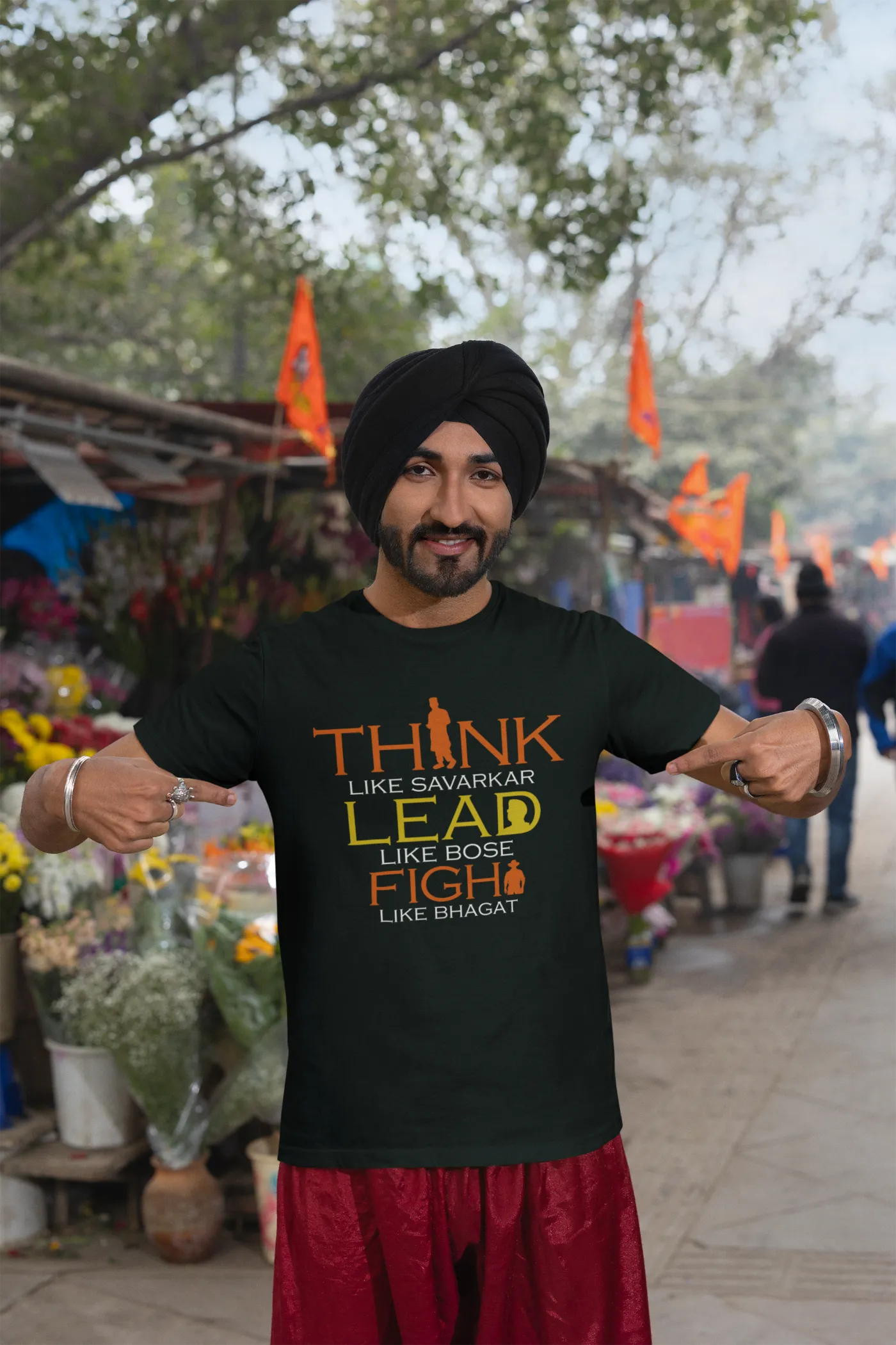 Think like Savarkar, Lead like Bose, Fight like Bhagat Oversized T-Shirt